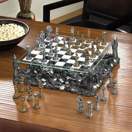 Jogo de xadrez - Tema : TOTENS MEDIEVAIS - Tabuleiro e